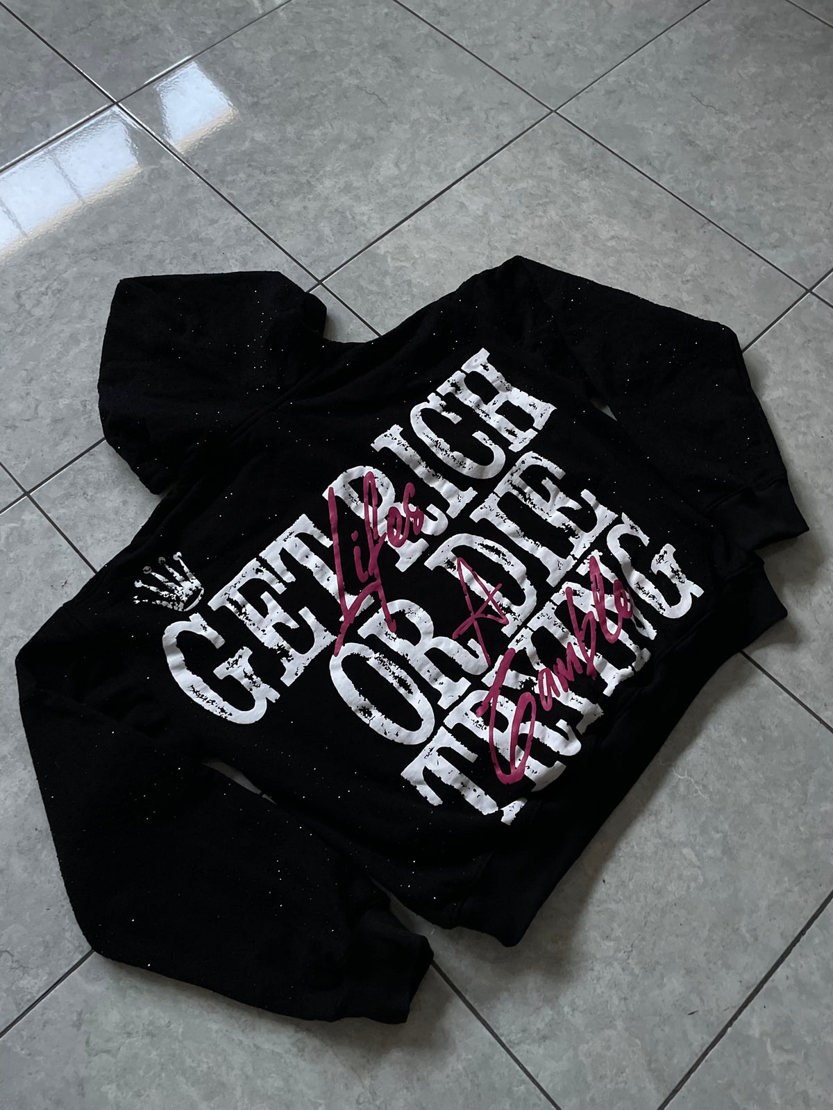 Rhinestone - Black Hoodie (Purple)
