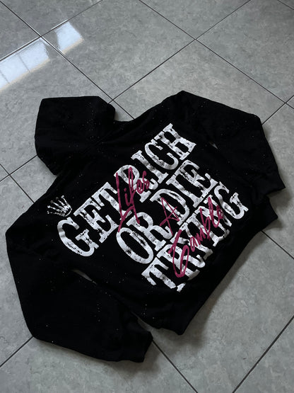 Rhinestone - Black Hoodie (Purple)