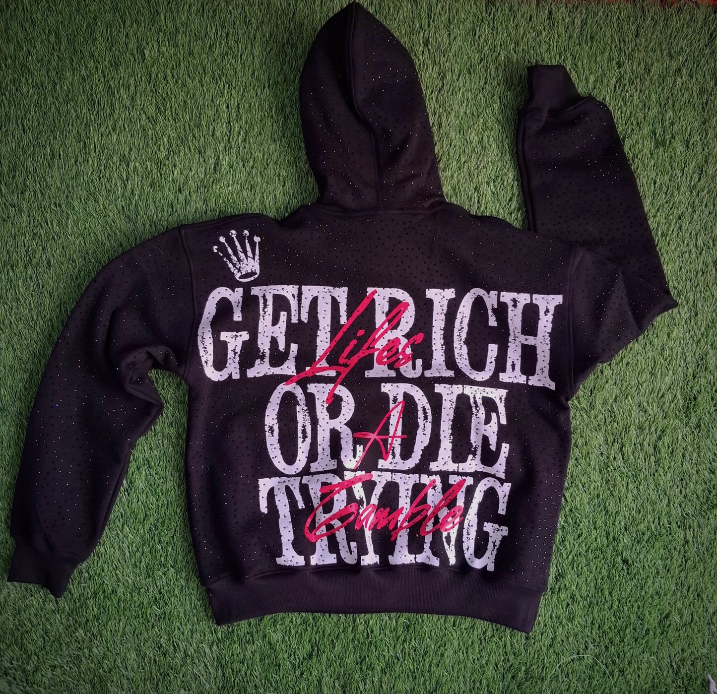 Rhinestone - Black Hoodie (Red)