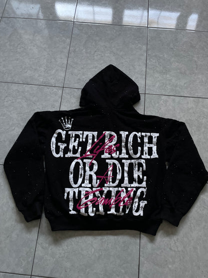Rhinestone - Black Hoodie (Purple)